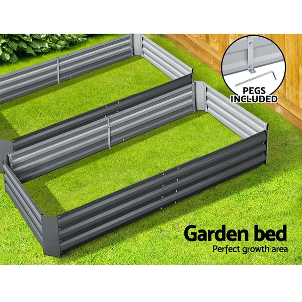 Greenfingers Garden Bed 2PCS 210X90X30cm  Galvanised Steel Raised Planter freeshipping - Awezingly