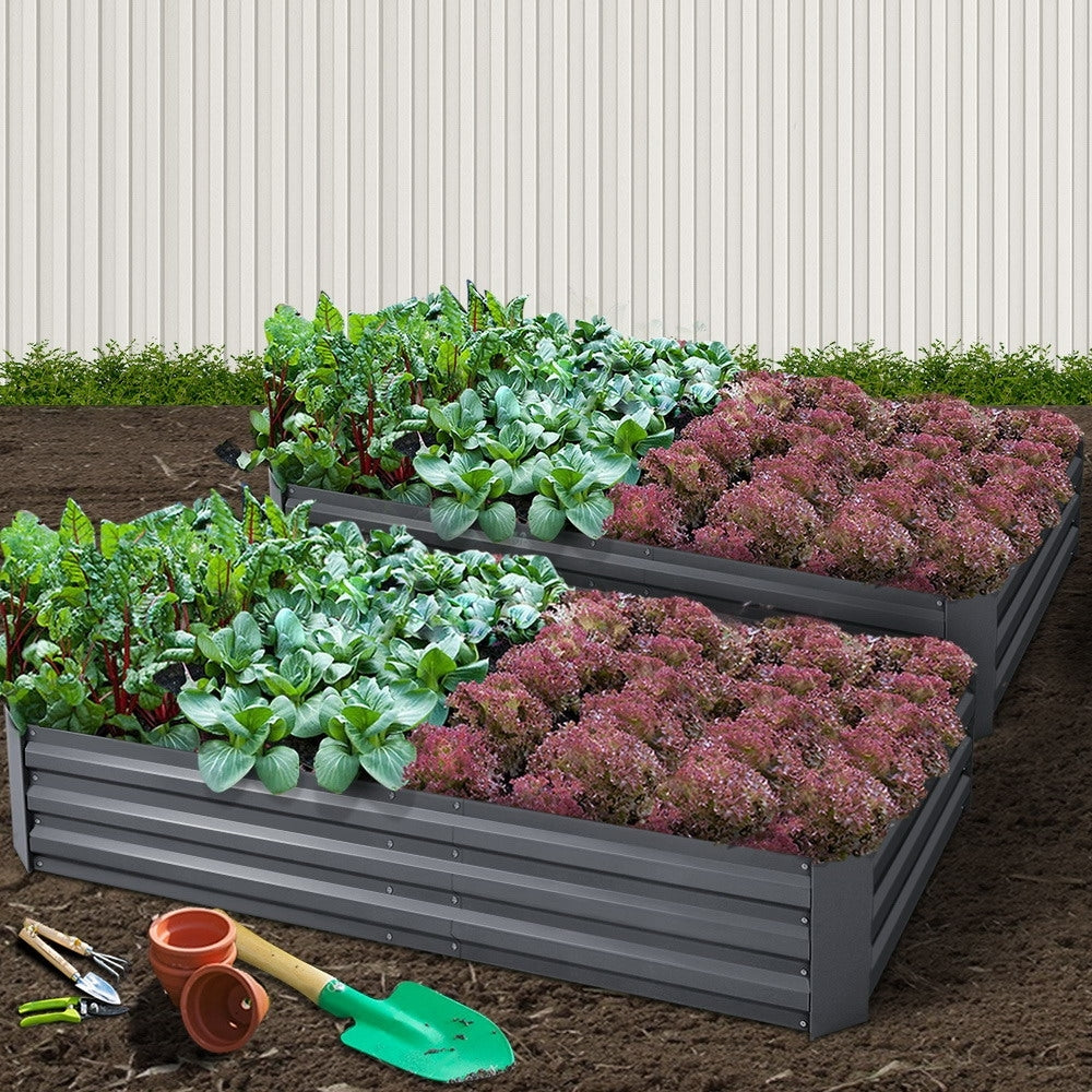 Greenfingers Garden Bed 2PCS 210X90X30cm  Galvanised Steel Raised Planter freeshipping - Awezingly