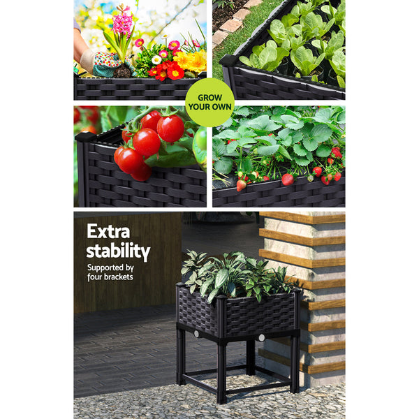 Greenfingers Garden Bed PP Raised Planter Flower Vegetable Outdoor 40x40x23cm Greenfingers