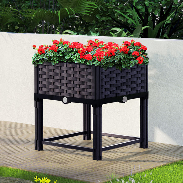 Greenfingers Garden Bed PP Raised Planter Flower Vegetable Outdoor 40x40x23cm Greenfingers