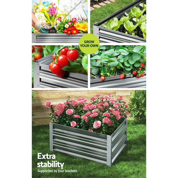 Greenfingers Garden Bed Galvanised Steel Raised Planter Vegetable 86x86x30cm Greenfingers