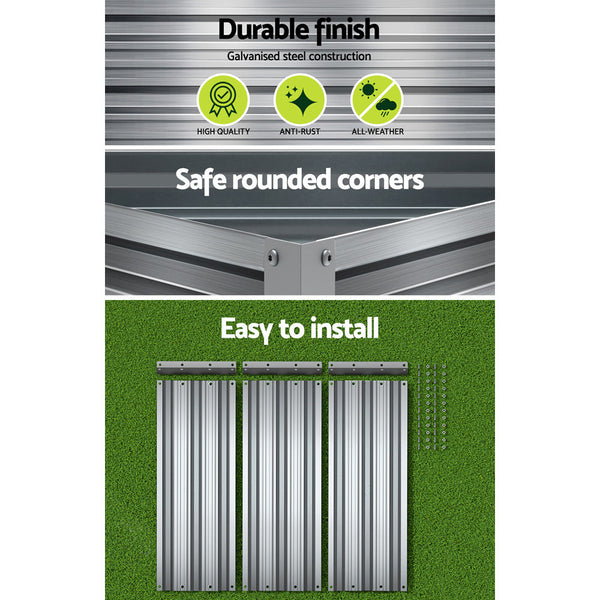 Greenfingers Garden Bed Galvanised Steel Raised Planter Vegetable 86x86x30cm Greenfingers