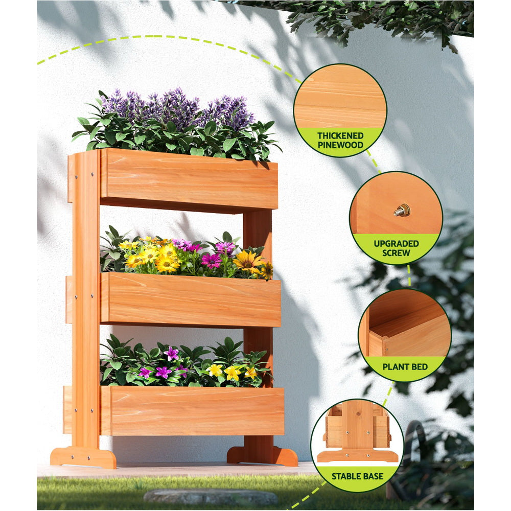 Greenfingers Garden Bed Raised Wooden Planter Box Vegetables 69x39x106cm Greenfingers