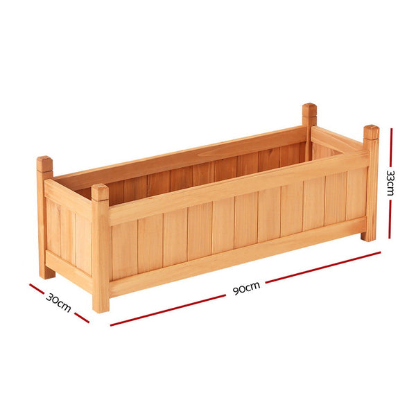 Greenfingers Garden Bed Raised Wooden Planter Outdoor Box Vegetables 90x30x33cm Greenfingers