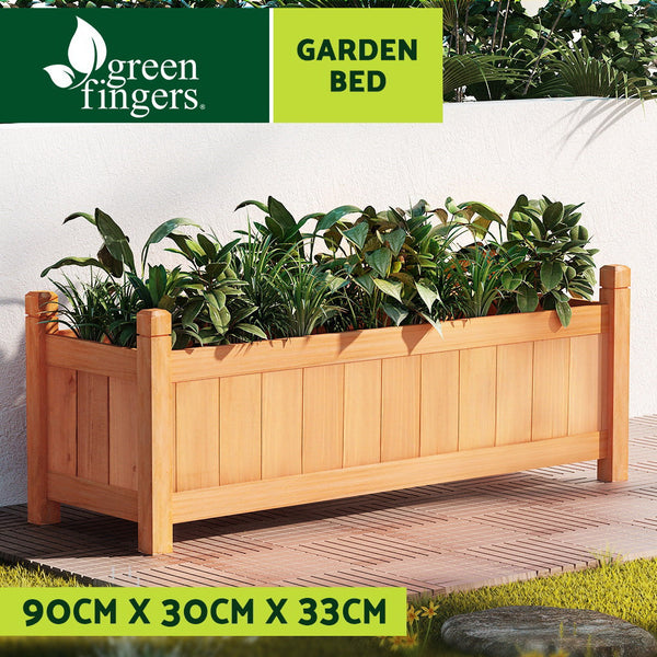 Greenfingers Garden Bed Raised Wooden Planter Outdoor Box Vegetables 90x30x33cm Greenfingers