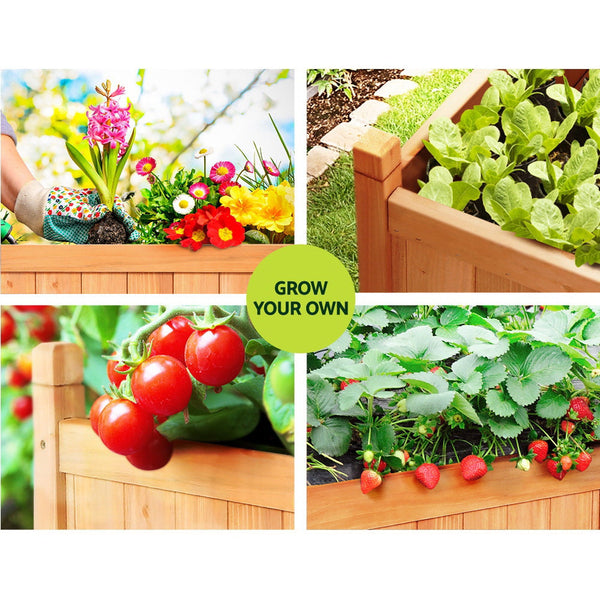 Greenfingers Garden Bed Raised Wooden Planter Outdoor Box Vegetables 90x30x33cm Greenfingers