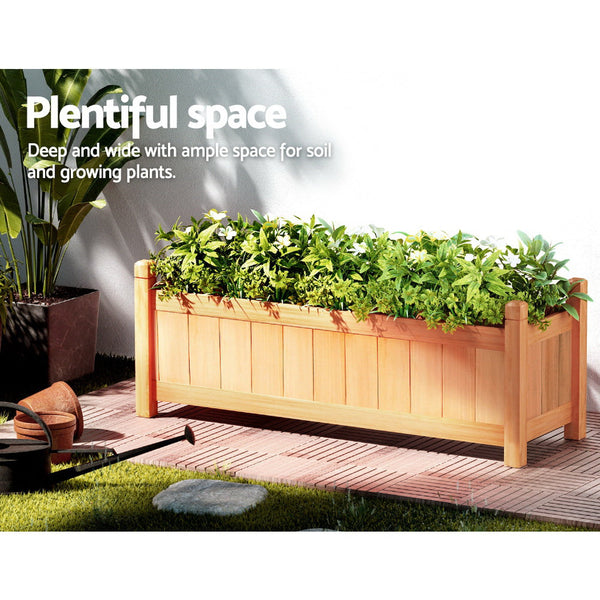 Greenfingers Garden Bed Raised Wooden Planter Outdoor Box Vegetables 90x30x33cm Greenfingers