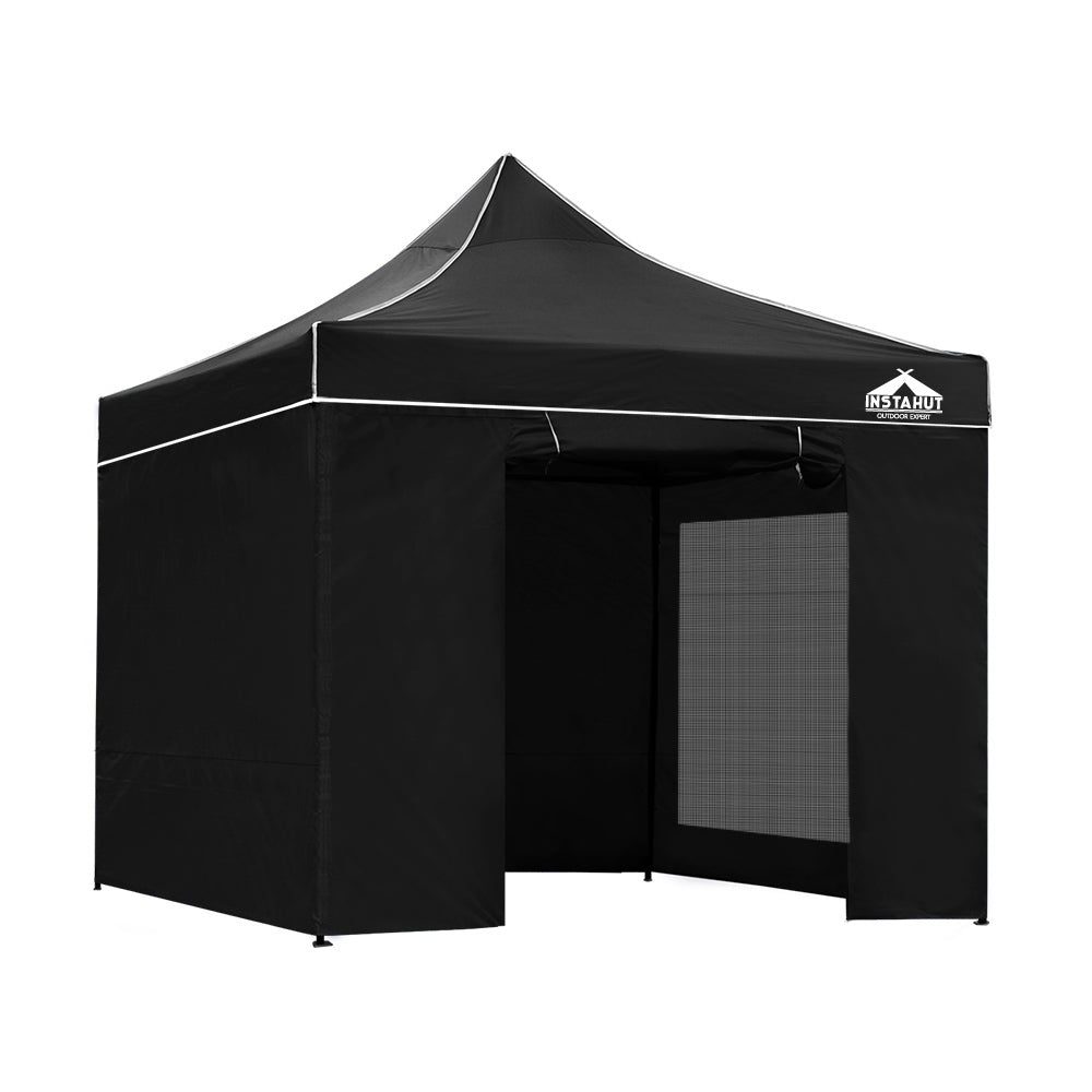 Instahut Gazebo Pop Up Marquee 3x3m Folding Wedding Tent Gazebos Shade Black Instahut