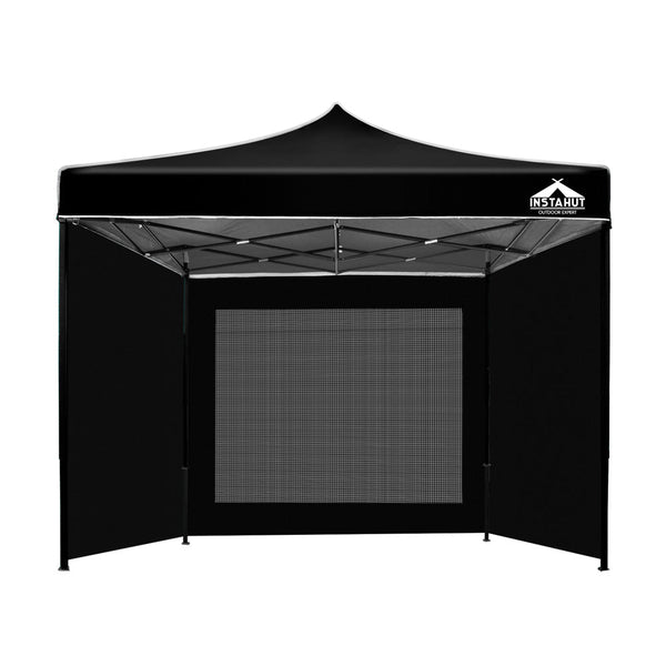 Instahut Gazebo Pop Up Marquee 3x3m Folding Wedding Tent Gazebos Shade Black Instahut