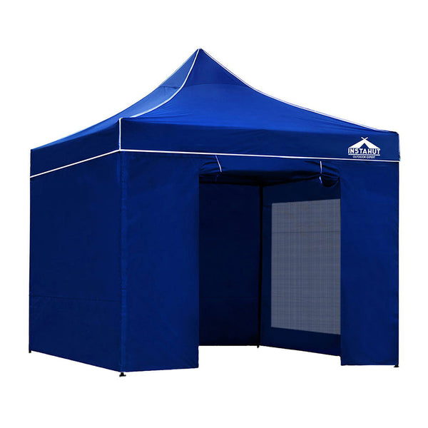 Instahut Gazebo Pop Up Marquee 3x3m Folding Wedding Tent Gazebos Shade Blue Instahut