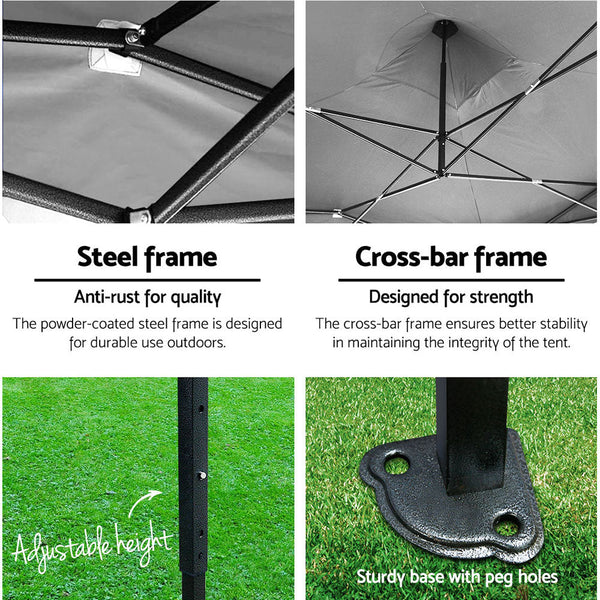 Instahut Gazebo Pop Up Marquee 3x3m Folding Wedding Tent Gazebos Shade Blue Instahut