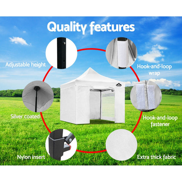 Instahut Gazebo Pop Up Marquee 3x3m Folding Wedding Tent Gazebos Shade White Instahut