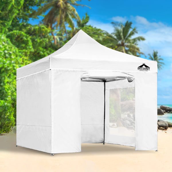 Instahut Gazebo Pop Up Marquee 3x3m Folding Wedding Tent Gazebos Shade White Instahut