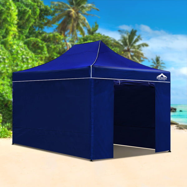 Instahut Gazebo Pop Up Marquee 3x4.5m Folding Wedding Tent Gazebos Shade Blue Instahut