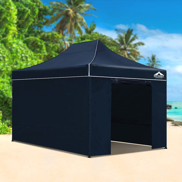 Instahut Gazebo Pop Up Marquee 3x4.5m Folding Wedding Tent Gazebos Shade Navy Instahut