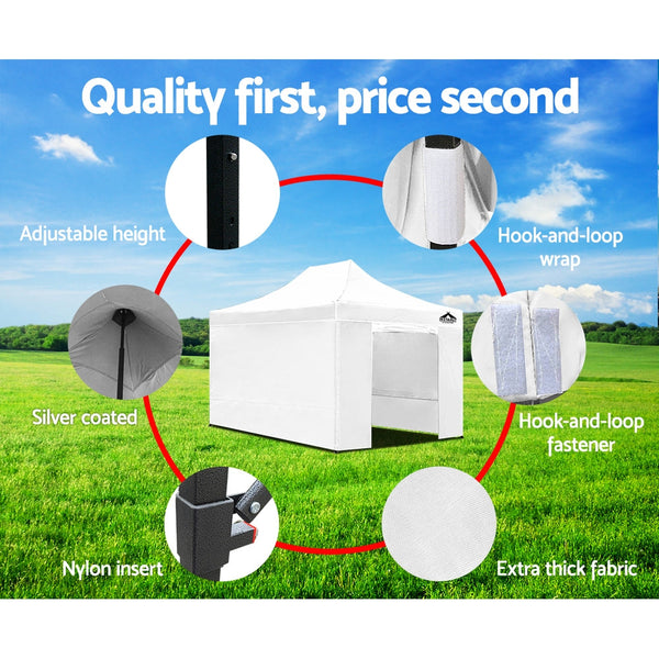 Instahut Gazebo Pop Up Marquee 3x4.5m Folding Wedding Tent Gazebos Shade White Instahut