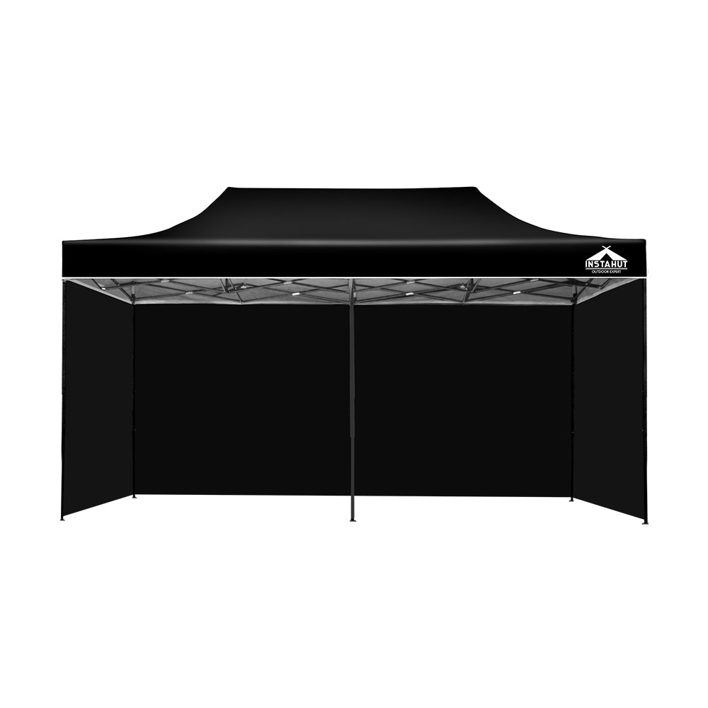 Instahut Gazebo Pop Up Marquee 3x6m Folding Wedding Tent Gazebos Shade Black Instahut
