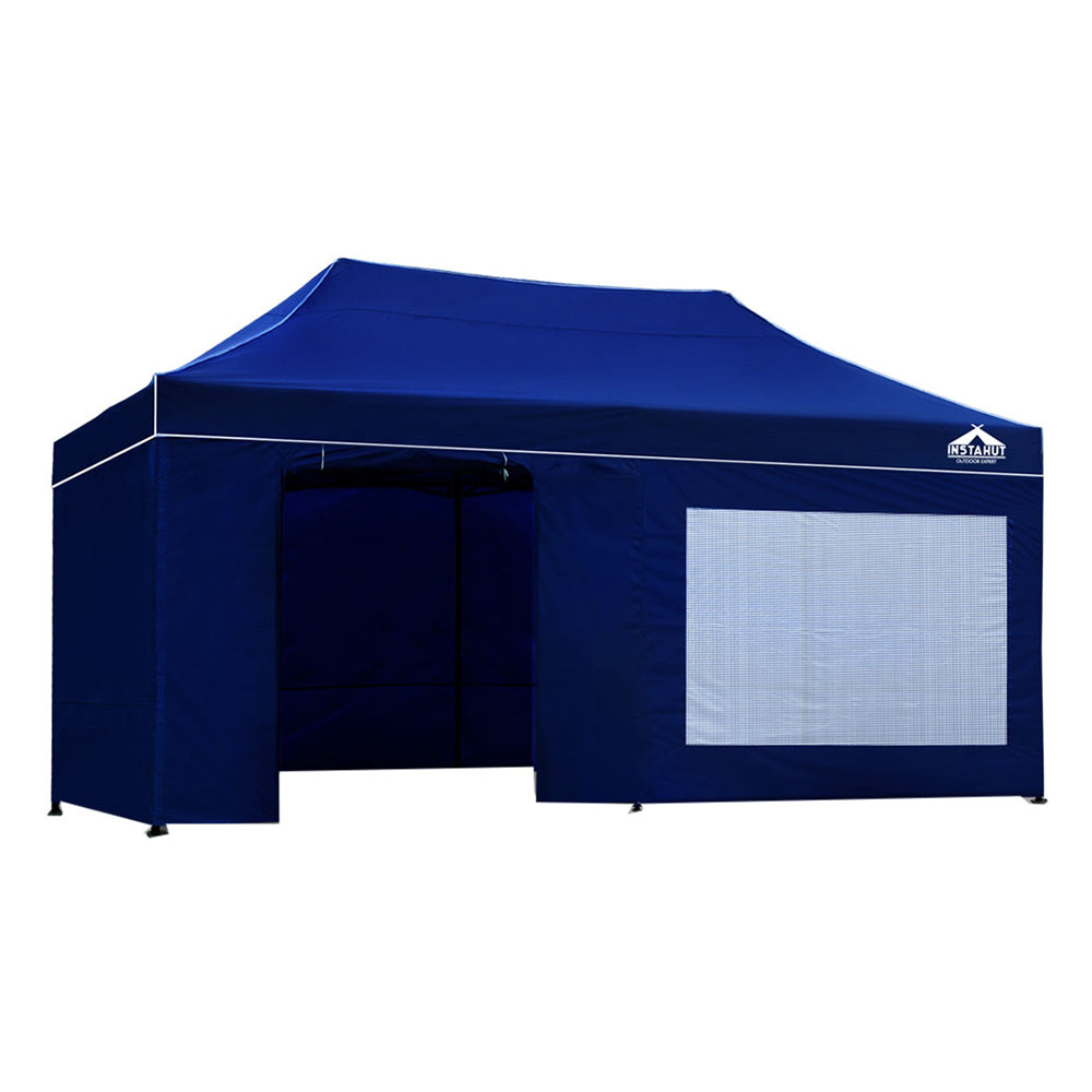 Instahut Gazebo Pop Up Marquee 3x6m Folding Wedding Tent Gazebos Shade Blue Instahut
