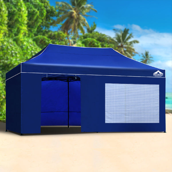 Instahut Gazebo Pop Up Marquee 3x6m Folding Wedding Tent Gazebos Shade Blue Instahut