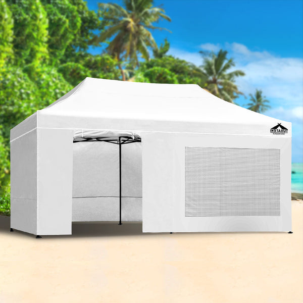 Instahut Gazebo Pop Up Marquee 3x6m Folding Wedding Tent Gazebos Shade White Instahut
