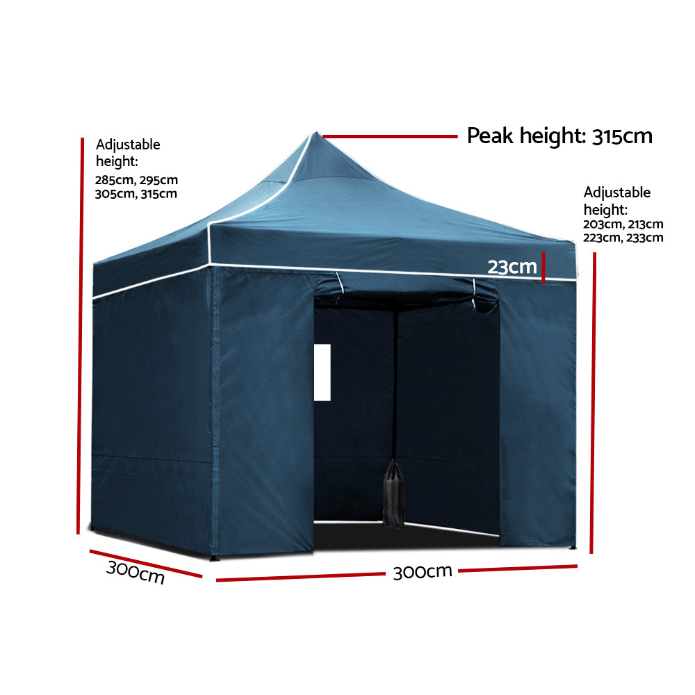 Instahut Gazebo Pop Up Marquee 3x3 Outdoor Camping Gazebos Tent Wedding Folding Instahut