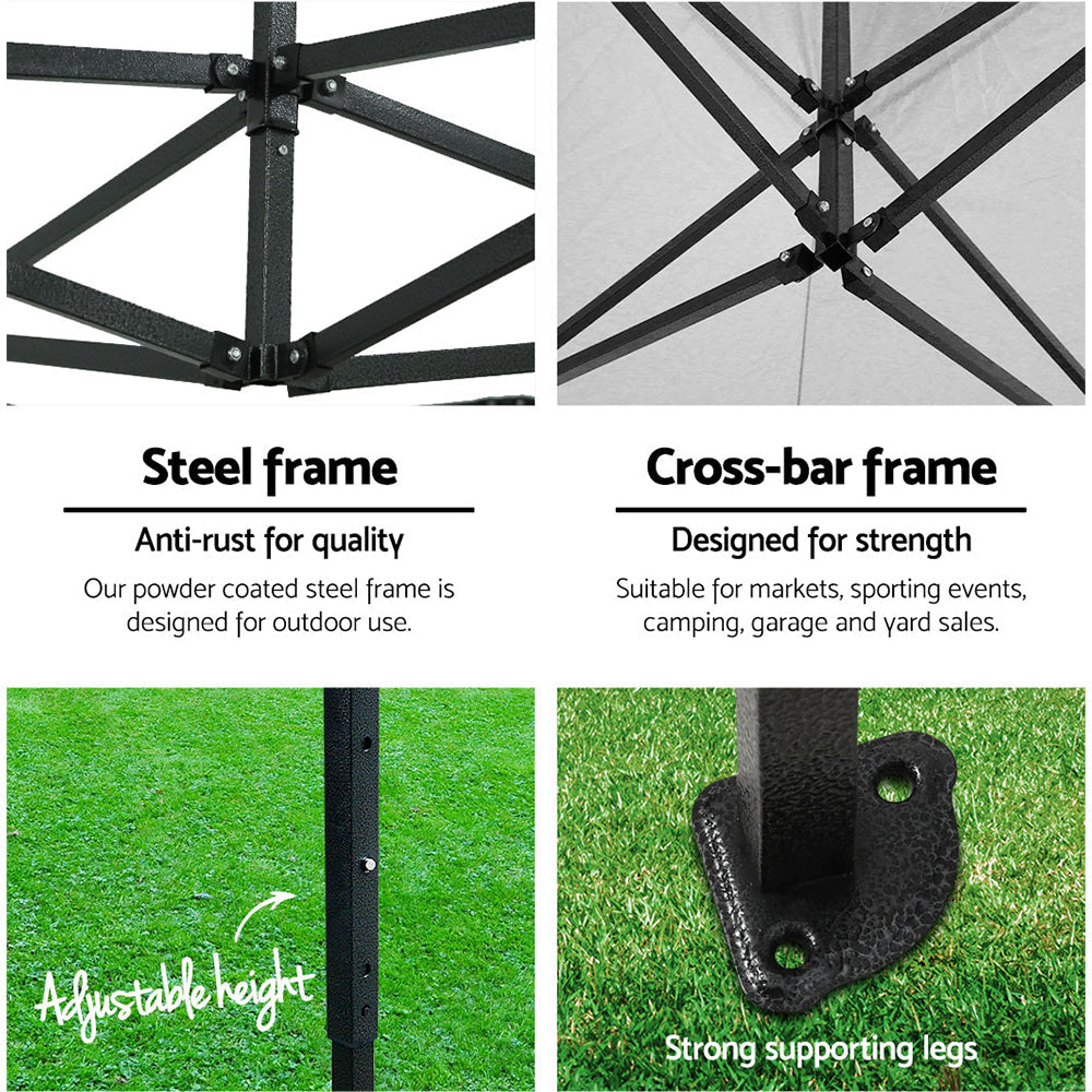 Instahut Gazebo Pop Up Marquee 3x3 Outdoor Camping Gazebos Tent Wedding Folding Instahut