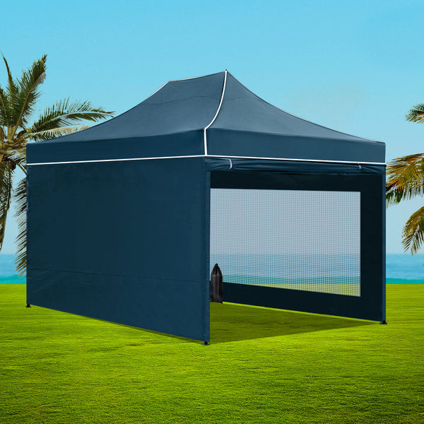 Instahut Gazebo Pop Up Marquee 3x4.5 Folding Wedding Tent Gazebos Shade Navy Instahut