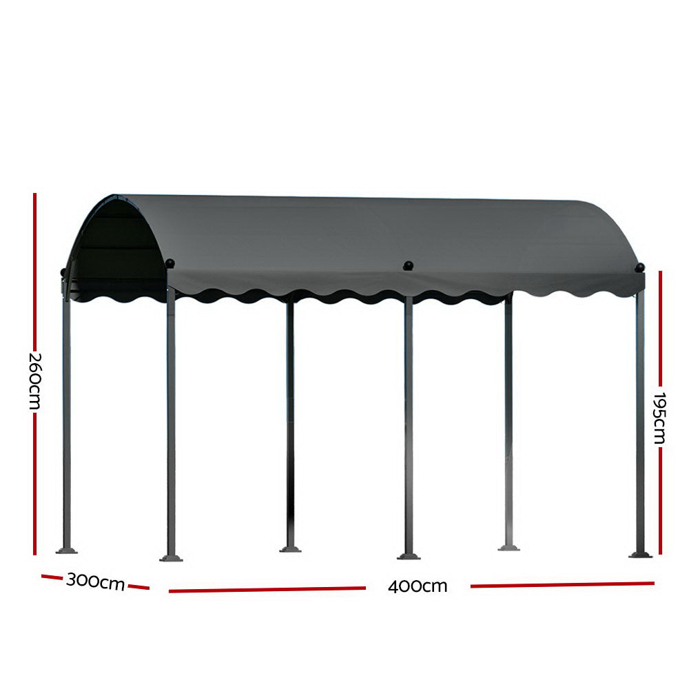 Instahut Gazebo 4x3m Party Marquee Outdoor Wedding Event Tent Iron Art Tent Grey Instahut