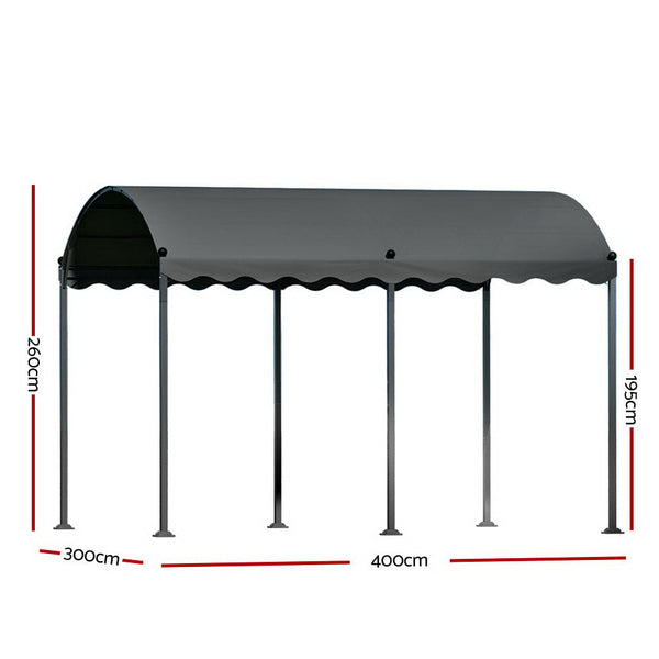 Instahut Gazebo 4x3m Party Marquee Outdoor Wedding Event Tent Iron Art Tent Grey Instahut