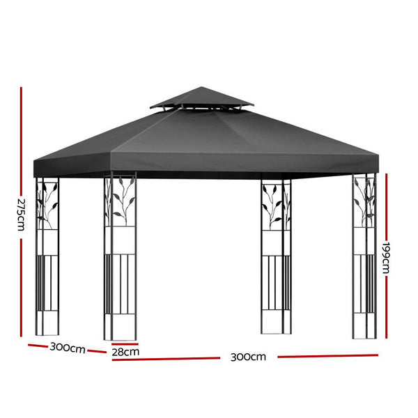 Instahut Gazebo 3x3m Party Marquee Outdoor Wedding Event Tent Iron Art Canopy Instahut