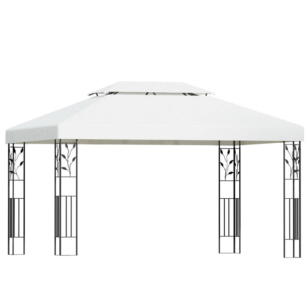 Instahut Gazebo 4x3m Party Marquee Outdoor Wedding Event Tent Iron Art White Instahut