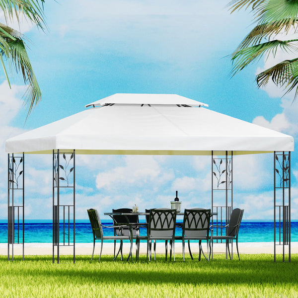 Instahut Gazebo 4x3m Party Marquee Outdoor Wedding Event Tent Iron Art White Instahut