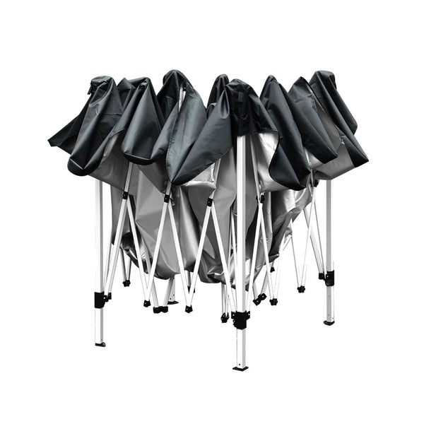 Instahut Gazebo Pop Up Marquee 3x3 Wedding Side Mesh Wall Outdoor Gazebos Black Instahut