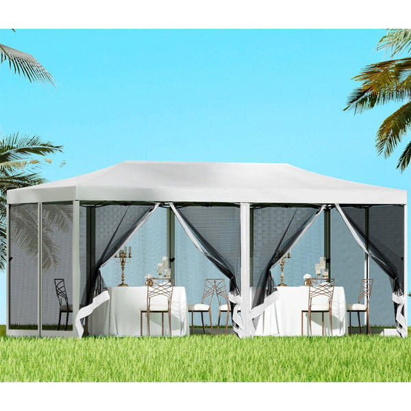 Instahut Gazebo Pop Up Marquee 3x6 Outdoor Wedding Mesh Side Wall Gazebos Instahut