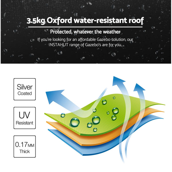 Instahut Gazebo Pop Up Marquee 3x3 Outdoor Wedding Base Pod Kit Black Instahut
