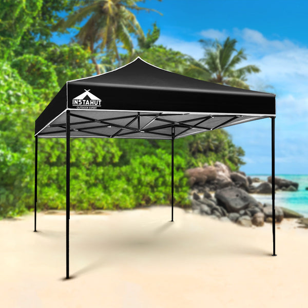 Instahut Gazebo Pop Up Marquee 3x3 Outdoor Wedding Base Pod Kit Black Instahut
