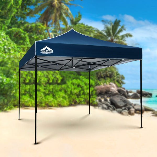 Instahut Gazebo Pop Up Marquee 3x3 Outdoor Wedding Base Pod Kit Navy Instahut