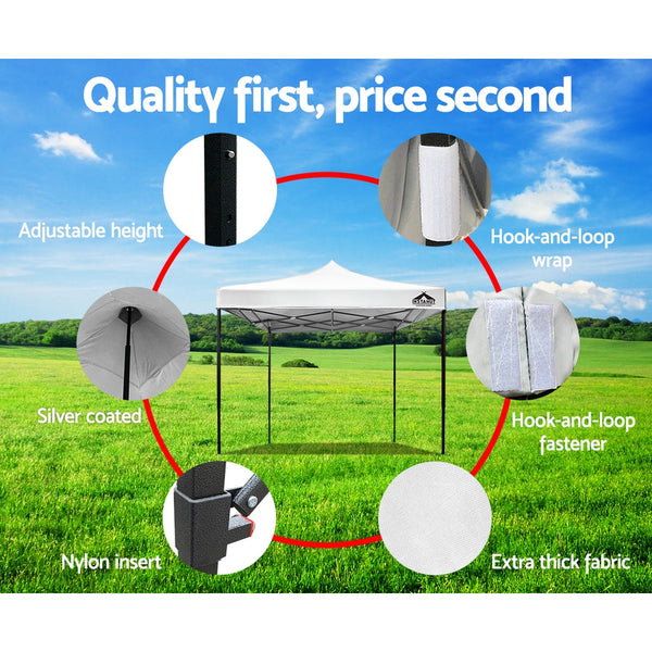 Instahut Gazebo Pop Up Marquee 3x3m Outdoor Tent Folding Wedding Gazebos White Does not apply