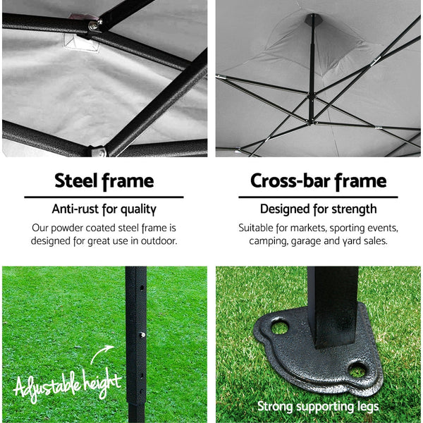 Instahut Gazebo Pop Up Marquee 3x3 Outdoor Wedding Base Pod Kit White Instahut