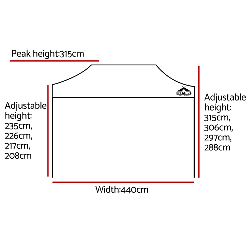 Instahut Gazebo Pop Up Marquee 3x4.5m Outdoor Tent Folding Wedding Gazebos Black Does not apply