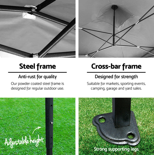 Instahut Gazebo Pop Up Marquee 3x4.5m Outdoor Tent Folding Wedding Gazebos Black Does not apply