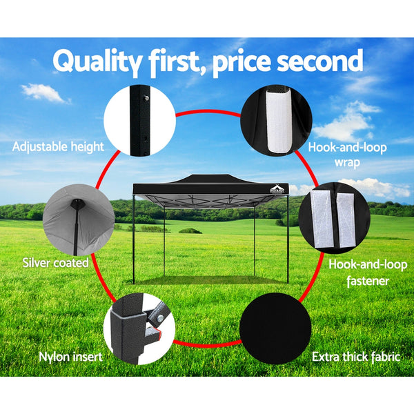 Instahut Gazebo Pop Up Marquee 3x4.5m Outdoor Tent Folding Wedding Gazebos Black Does not apply