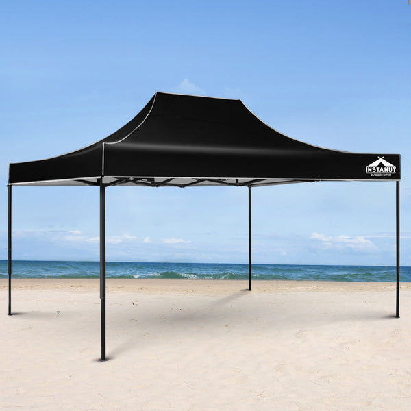 Instahut Gazebo Pop Up Marquee 3x4.5m Outdoor Tent Folding Wedding Gazebos Black Does not apply