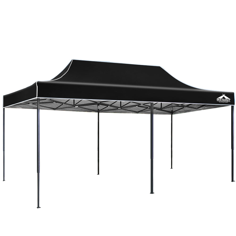 Instahut Gazebo Pop Up Marquee 3x6m Outdoor Tent Folding Wedding Gazebos Black Does not apply