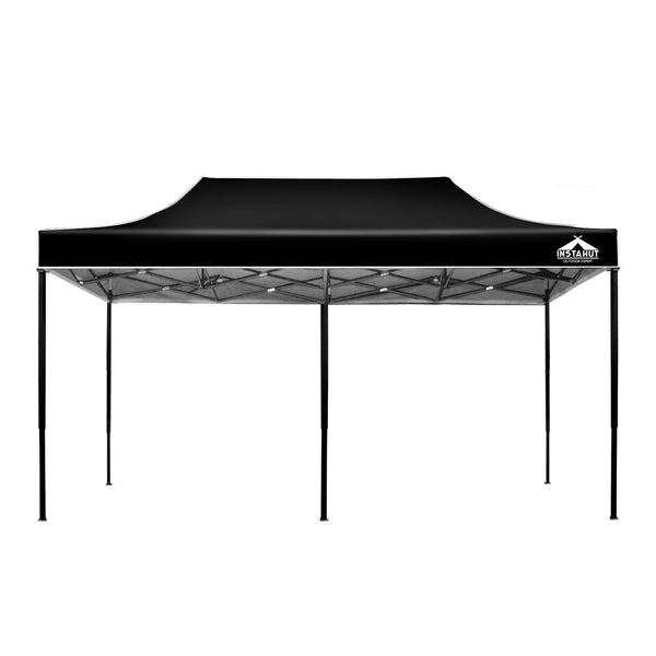 Instahut Gazebo Pop Up Marquee 3x6m Outdoor Tent Folding Wedding Gazebos Black Does not apply