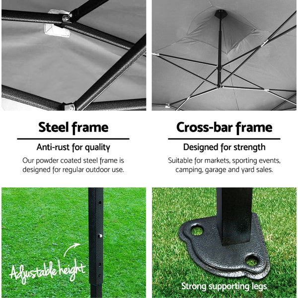 Instahut Gazebo Pop Up Marquee 3x6m Outdoor Tent Folding Wedding Gazebos Black Does not apply