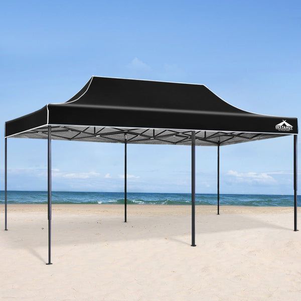 Instahut Gazebo Pop Up Marquee 3x6m Outdoor Tent Folding Wedding Gazebos Black Does not apply