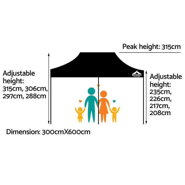 Instahut Gazebo Pop Up Marquee 3x6 Outdoor Wedding Gazebos Base Pod Kit Black Does not apply