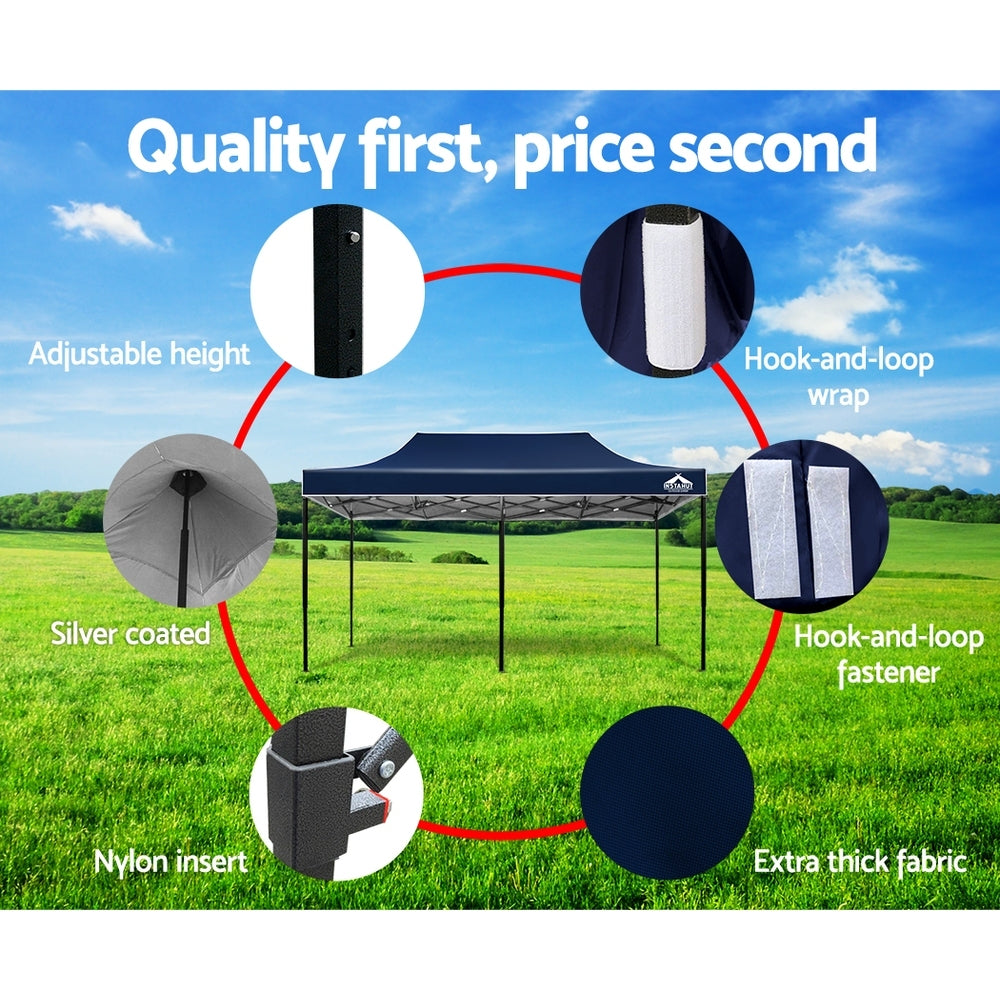 Instahut Gazebo Pop Up Marquee 3x6m Outdoor Tent Folding Wedding Gazebos Navy Does not apply