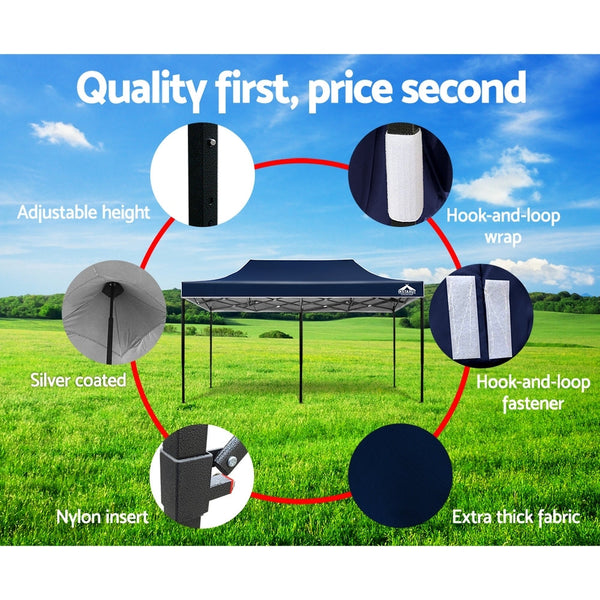 Instahut Gazebo Pop Up Marquee 3x6m Outdoor Tent Folding Wedding Gazebos Navy Does not apply
